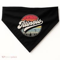 Retro Illinois Home State Il Cool 70s Style Sunset USA-Made Doggie Bandana thumb 0