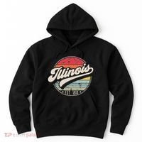 Retro Illinois Home State Il Cool 70s Style Sunset Hoodie thumb 0