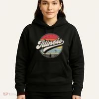 Retro Illinois Home State Il Cool 70s Style Sunset Hoodie thumb 5