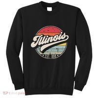 Retro Illinois Home State Il Cool 70s Style Sunset Sweatshirt thumb 0