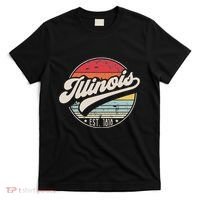 Retro Illinois Home State Il Cool 70s Style Sunset T-Shirt thumb 0