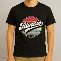 Retro Illinois Home State Il Cool 70s Style Sunset T-Shirt thumb 3