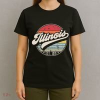 Retro Illinois Home State Il Cool 70s Style Sunset T-Shirt thumb 4