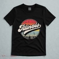 Retro Illinois Home State Il Cool 70s Style Sunset T-Shirt thumb 5