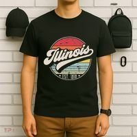 Retro Illinois Home State Il Cool 70s Style Sunset T-Shirt thumb 6