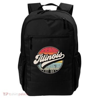 Retro Illinois Home State Il Cool 70s Style Sunset Backpack
