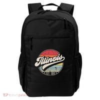 Retro Illinois Home State Il Cool 70s Style Sunset Backpack thumb 0