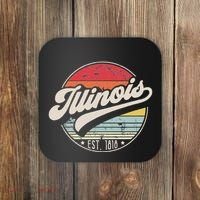 Retro Illinois Home State Il Cool 70s Style Sunset Coaster thumb 0