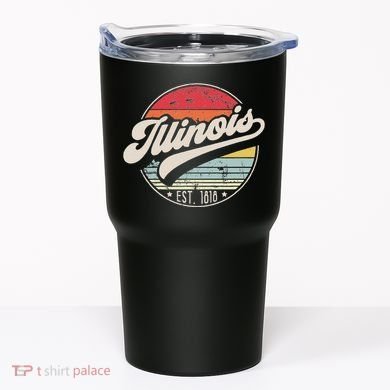 Retro Illinois Home State Il Cool 70s Style Sunset Tumbler