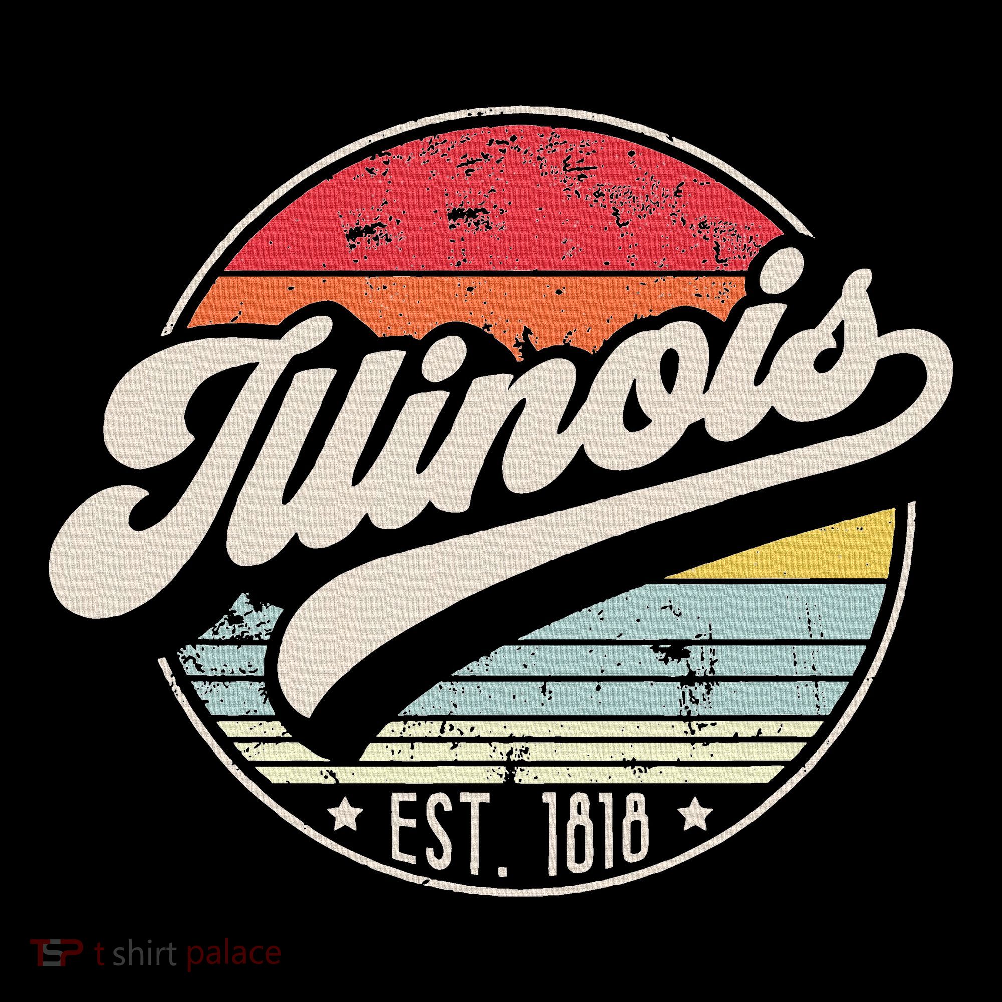 Retro Illinois Home State Il Cool 70s Style Sunset Mousepad