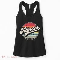 Retro Illinois Home State Il Cool 70s Style Sunset Women's Tank Top thumb 0