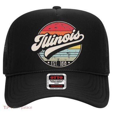 Retro Illinois Home State Il Cool 70s Style Sunset Hat