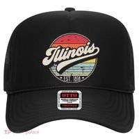 Retro Illinois Home State Il Cool 70s Style Sunset Hat thumb 0