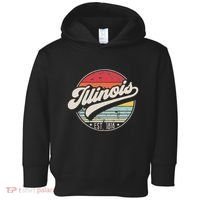 Retro Illinois Home State Il Cool 70s Style Sunset Toddler Hoodie thumb 0