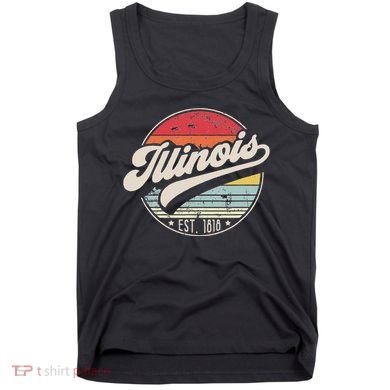 Retro Illinois Home State Il Cool 70s Style Sunset Tank Top