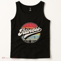 Retro Illinois Home State Il Cool 70s Style Sunset Tank Top thumb 2