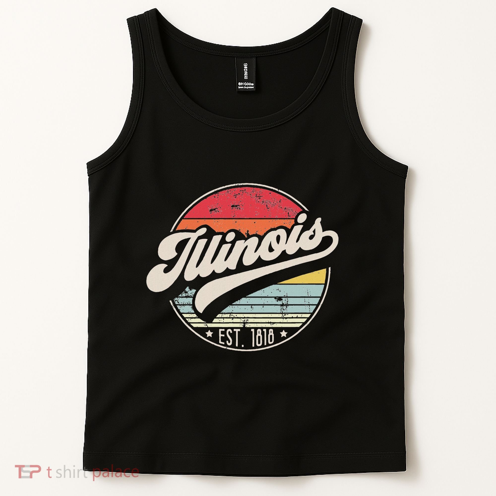 Retro Illinois Home State Il Cool 70s Style Sunset Tank Top