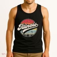 Retro Illinois Home State Il Cool 70s Style Sunset Tank Top thumb 3