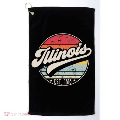 Retro Illinois Home State Il Cool 70s Style Sunset Golf Towel