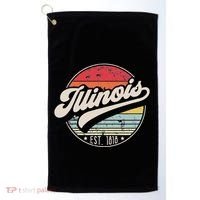 Retro Illinois Home State Il Cool 70s Style Sunset Golf Towel thumb 0