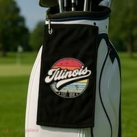Retro Illinois Home State Il Cool 70s Style Sunset Golf Towel thumb 2