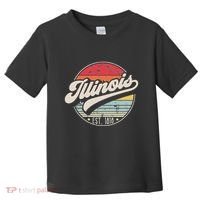 Retro Illinois Home State Il Cool 70s Style Sunset Toddler T-Shirt thumb 0