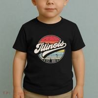 Retro Illinois Home State Il Cool 70s Style Sunset Toddler T-Shirt thumb 2