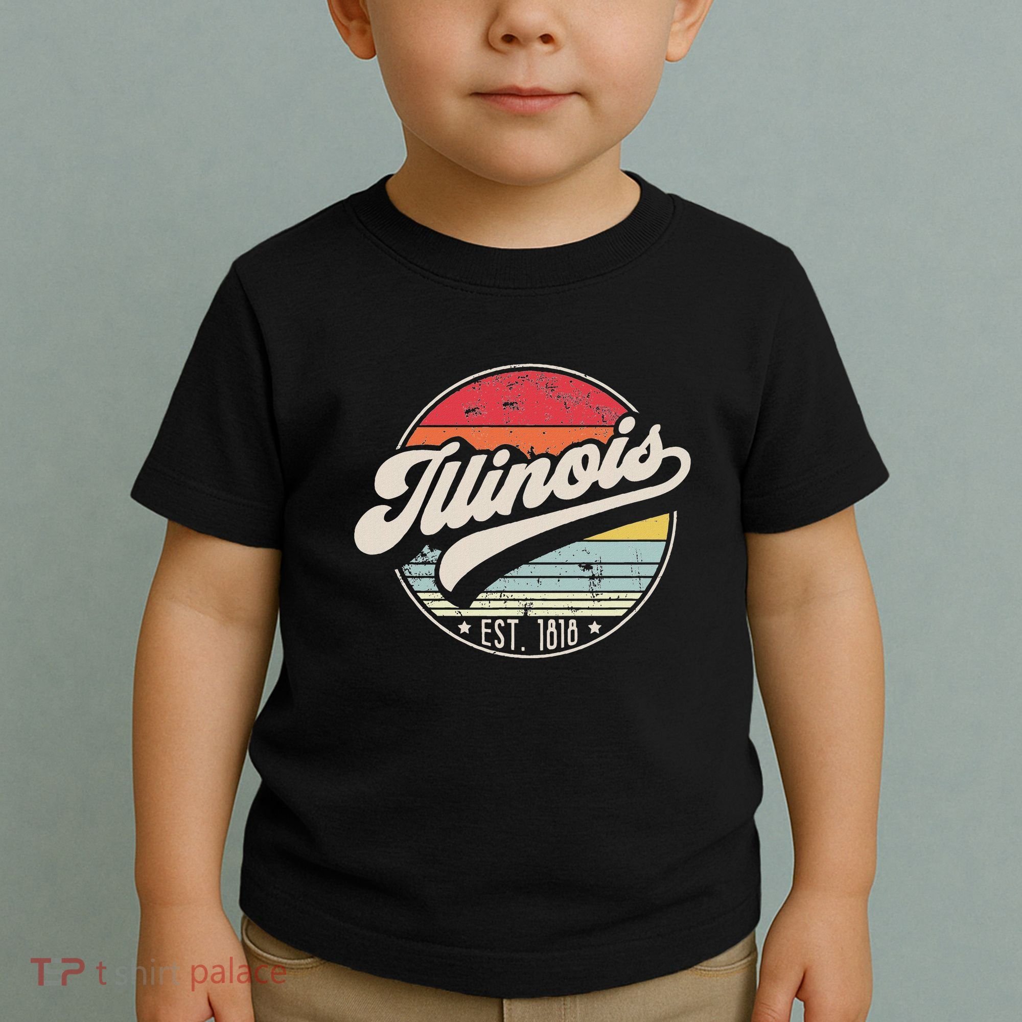 Retro Illinois Home State Il Cool 70s Style Sunset Toddler T-Shirt