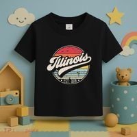 Retro Illinois Home State Il Cool 70s Style Sunset Toddler T-Shirt thumb 3