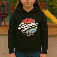 Retro Illinois Home State Il Cool 70s Style Sunset Kids Hoodie thumb 3