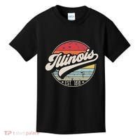 Retro Illinois Home State Il Cool 70s Style Sunset Kids T-Shirt thumb 0