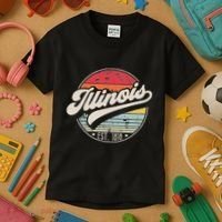 Retro Illinois Home State Il Cool 70s Style Sunset Kids T-Shirt thumb 3