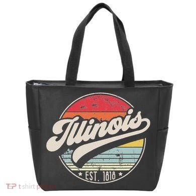 Retro Illinois Home State Il Cool 70s Style Sunset Tote Bag