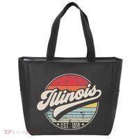 Retro Illinois Home State Il Cool 70s Style Sunset Tote Bag thumb 0