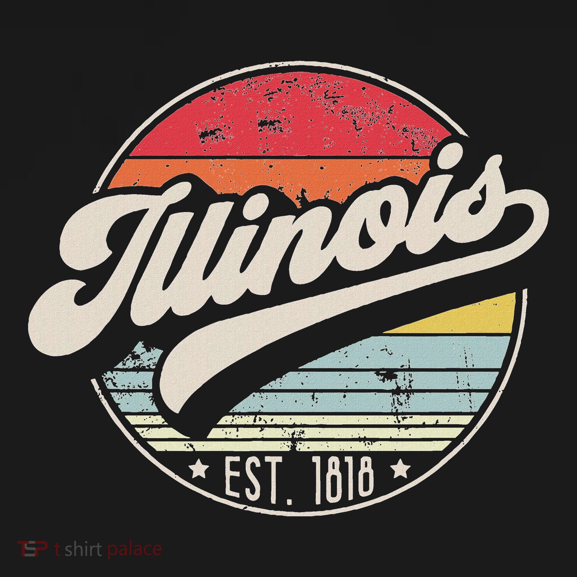 Retro Illinois Home State Il Cool 70s Style Sunset Tote Bag