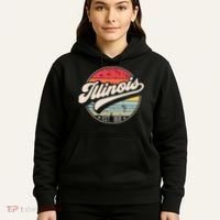 Retro Illinois Home State Il Cool 70s Style Sunset Hoodie thumb 5