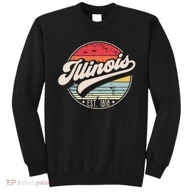 Retro Illinois Home State Il Cool 70s Style Sunset Sweatshirt