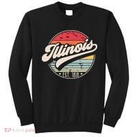 Retro Illinois Home State Il Cool 70s Style Sunset Sweatshirt thumb 0