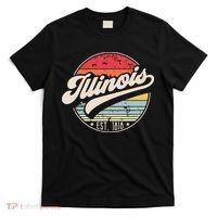 Retro Illinois Home State Il Cool 70s Style Sunset T-Shirt thumb 0