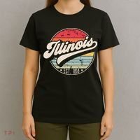 Retro Illinois Home State Il Cool 70s Style Sunset T-Shirt thumb 4