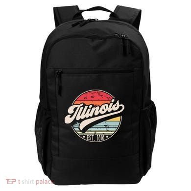 Retro Illinois Home State Il Cool 70s Style Sunset Backpack