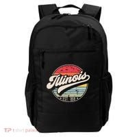 Retro Illinois Home State Il Cool 70s Style Sunset Backpack thumb 0
