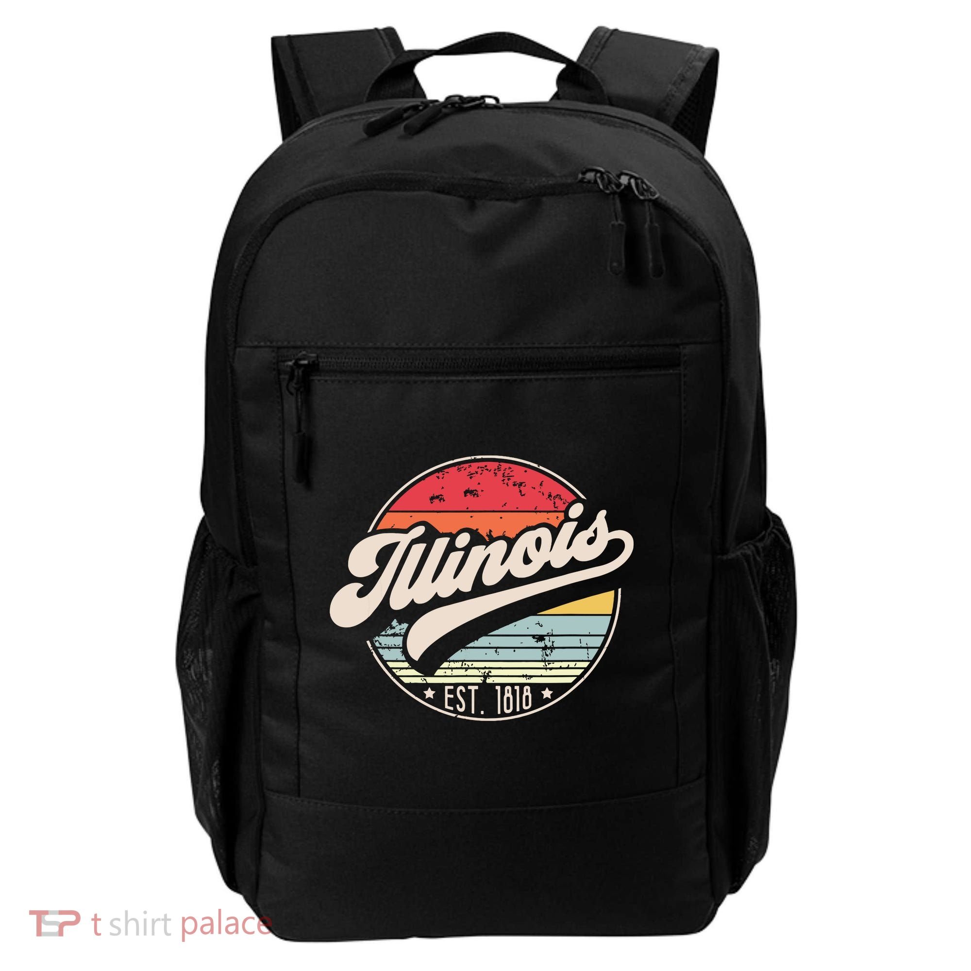 Retro Illinois Home State Il Cool 70s Style Sunset Backpack