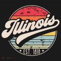 Retro Illinois Home State Il Cool 70s Style Sunset Button thumb 1