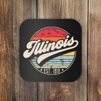 Retro Illinois Home State Il Cool 70s Style Sunset Coaster thumb 0
