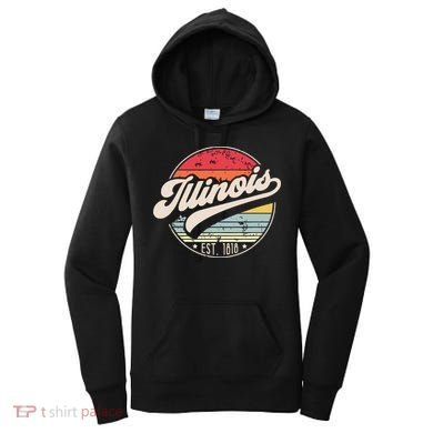 Retro Illinois Home State Il Cool 70s Style Sunset Women's Hoodie