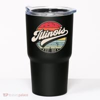 Retro Illinois Home State Il Cool 70s Style Sunset Tumbler thumb 0