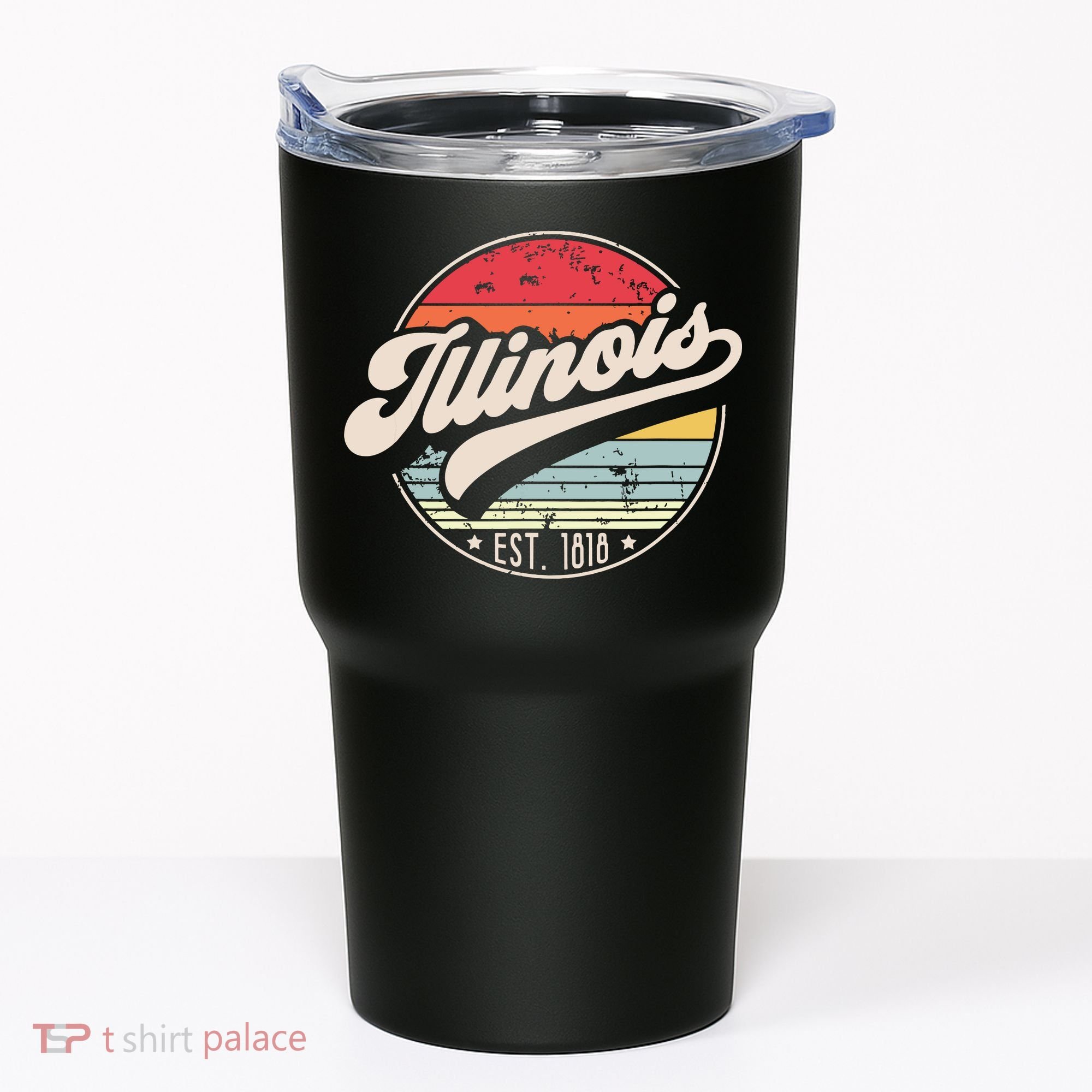 Retro Illinois Home State Il Cool 70s Style Sunset Tumbler