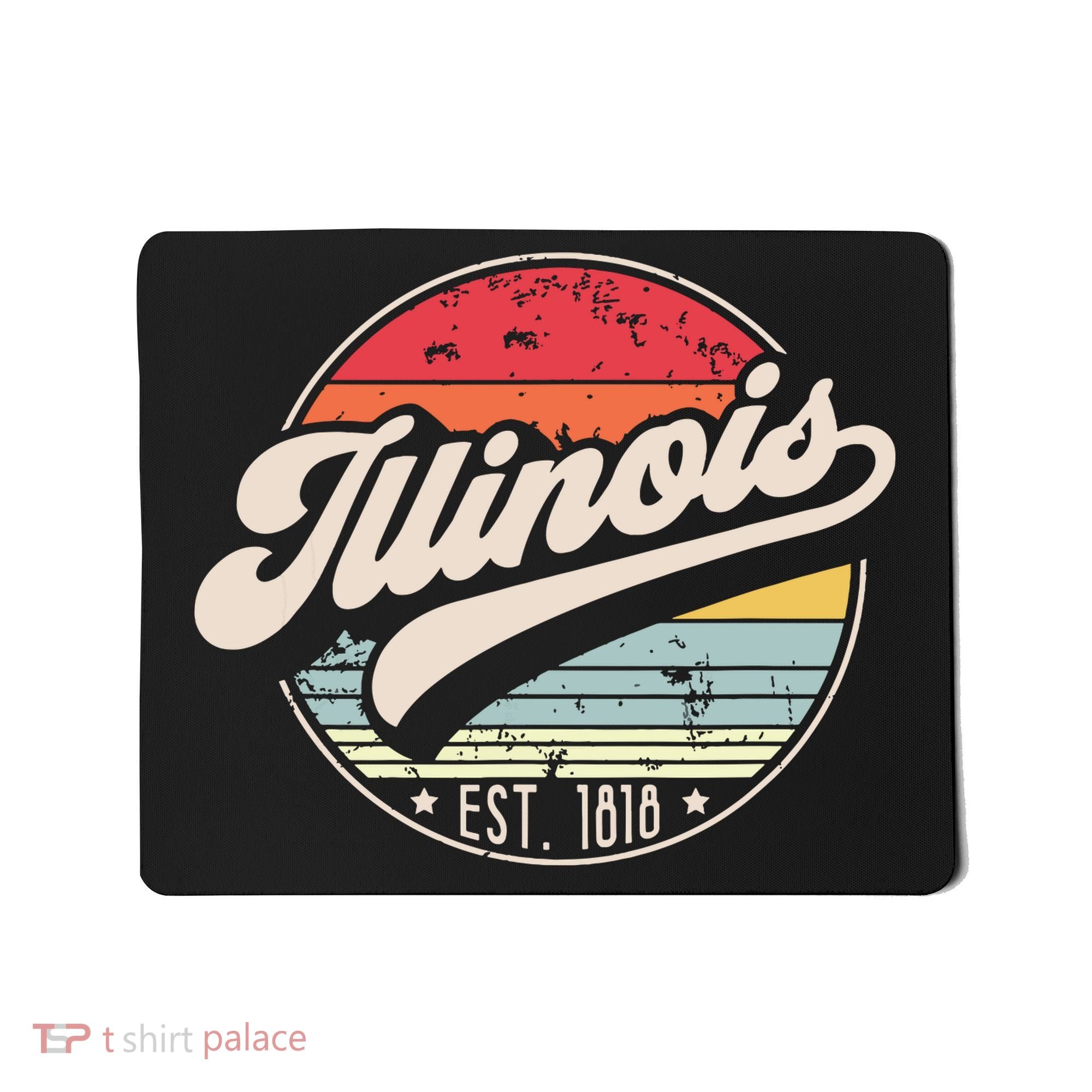 Retro Illinois Home State Il Cool 70s Style Sunset Mousepad