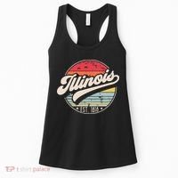 Retro Illinois Home State Il Cool 70s Style Sunset Women's Tank Top thumb 0
